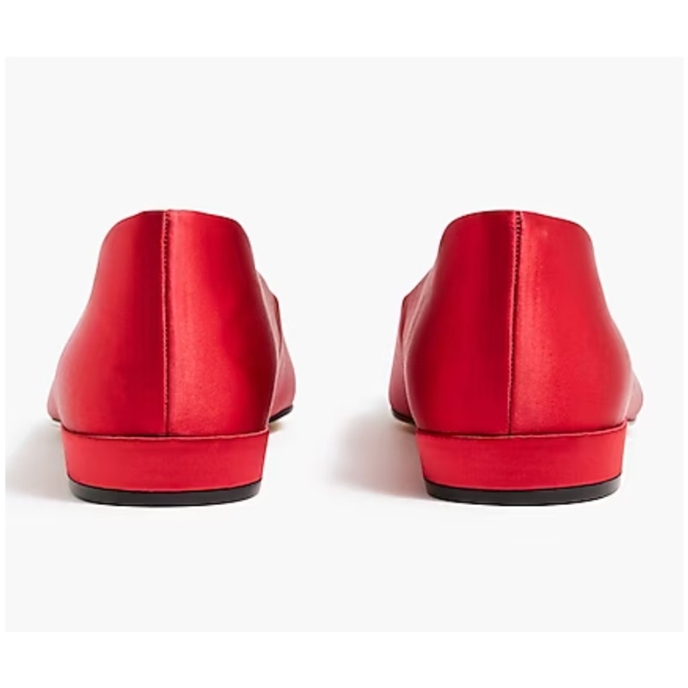 Crystal Embellished Pointed-Toe Satin Flats | Sz 6, Ruby Red | J Crew Factory - Picture 4 of 5